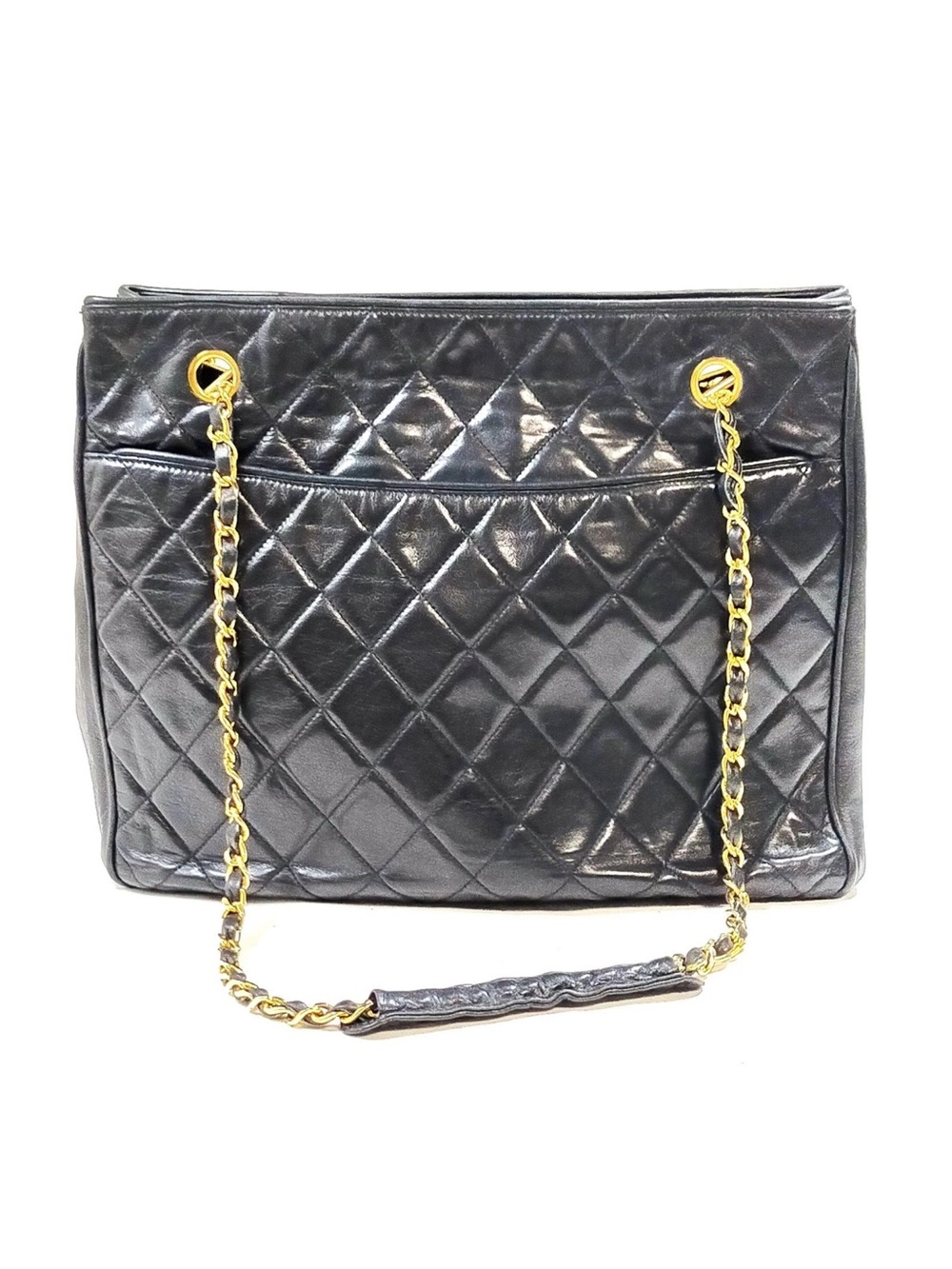 Vintage CHANEL Matelasse Black Lambskin Quilted Tote w/Gold Hardware - Italy